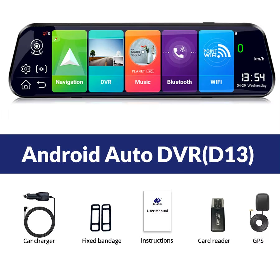 4G Car Dvr 10 Inch Mirror Dash Cam Android 8.1 GPS Navigation Car Camera Auto Recorder ADAS Support 1080P Rear Camera