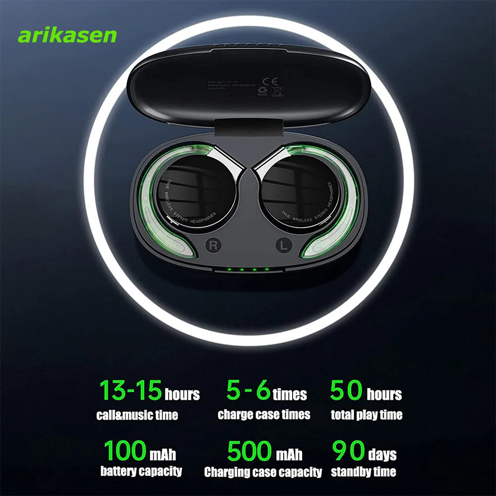 Open Ear Headphones TWS Noise Cancelling Headphones Bluetooth Earpiece Bluetooth Headset Runnning Headphones Workout Headphones