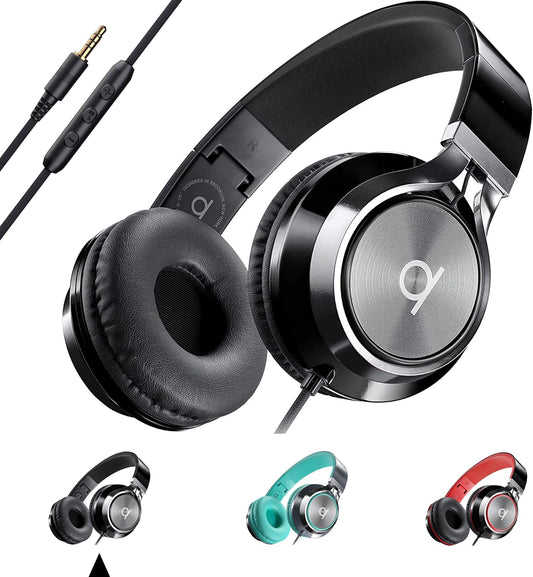 CL750 On-Ear Headphones Wired with Mic — Noise Isolating Plug in Headphones, Computer Headphones with Microphone, Headphones for Laptop, Headphones Corded, Headphones with Cord (Aux Jack 3.5Mm)