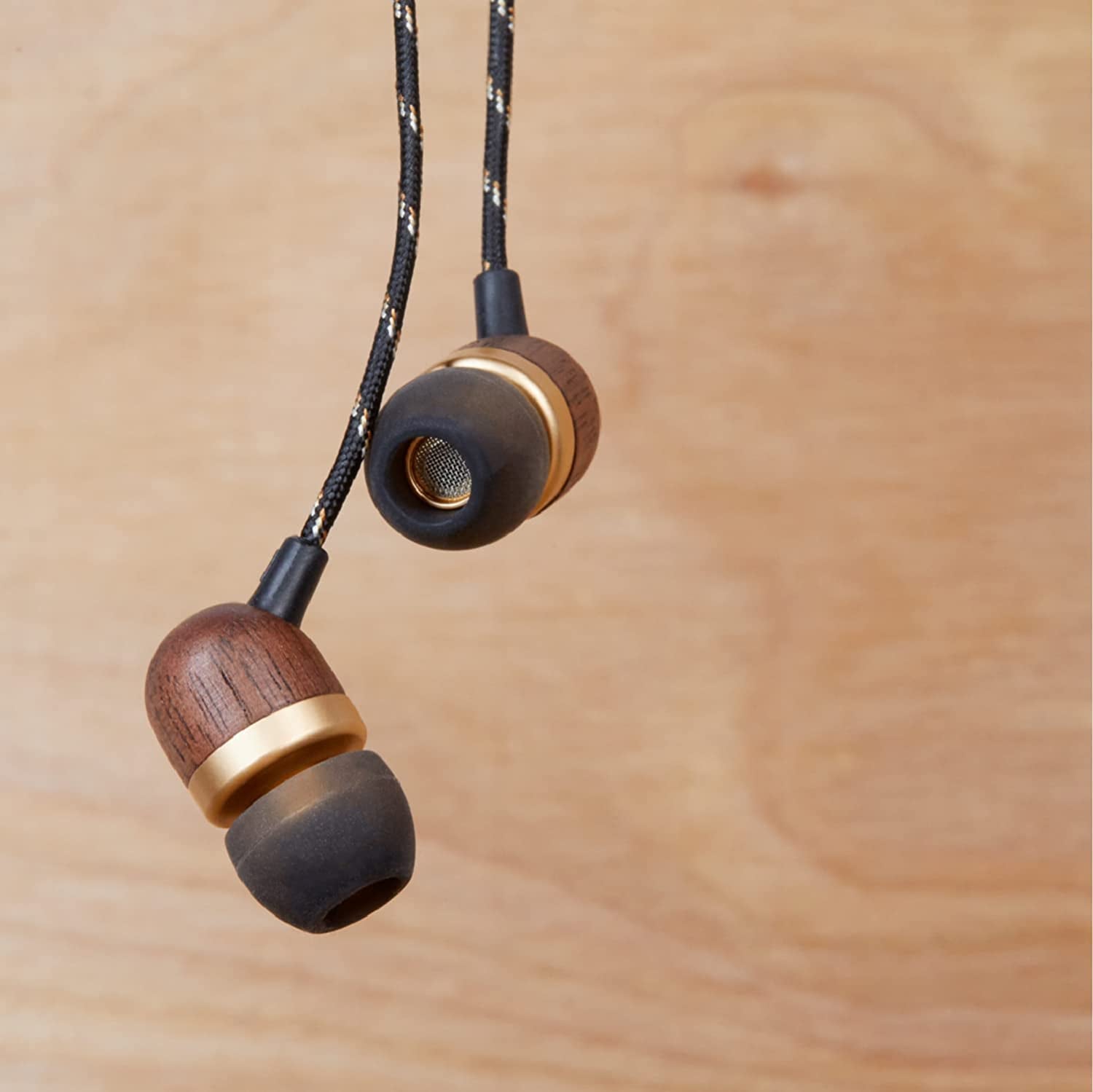 Smile Jamaica Wired: Wired Earphones with Microphone, Noise Isolating Design, and Sustainable Materials, Brass