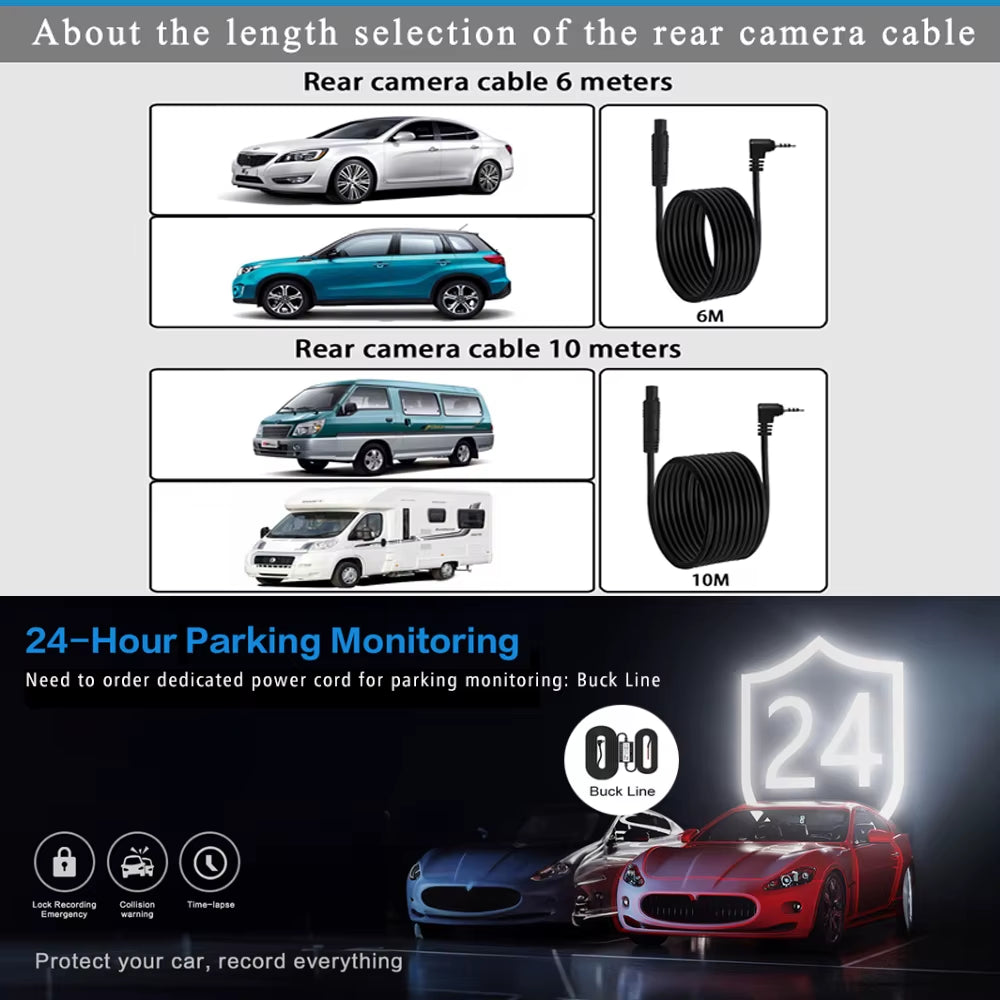 11.26“ 2.5K+1080P+1080P 3 Channel Car DVR Lens Wifi GPS Dash Cam Interior Camera Dashcam Stream Rearview Mirror Drive Recorder