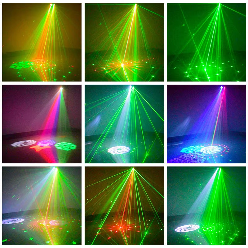 RGB 48 Patterns Disco DJ Laser Projector 4 LED Gobo Stage Lighting Effect Party Holiday Wedding Birthday Christmas Bar Lamp