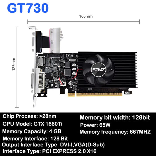 GT730 GT610 4GB 2/1GB DDR3 Graphics Card Desktop Gaming Video Card Hdmi-Compatible VGA DVI PCI-E 16X Low Profile Graphics Cards