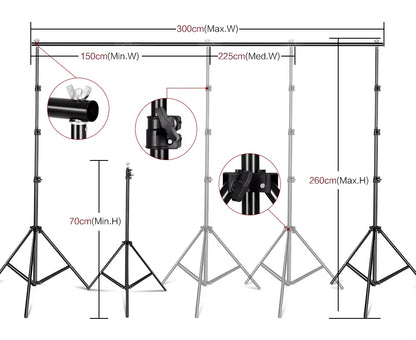 Photography Photo Studio Softbox Lighting Kit with 2.6X3M Background Frame 3Pcs Backdrops Tripod Stand Reflector Board Umbrella