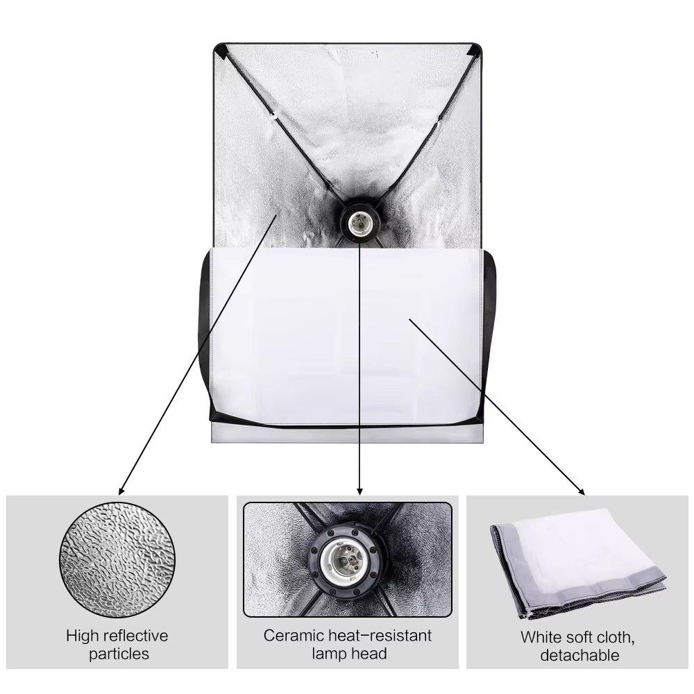 Photography Photo Studio Softbox Lighting Kit with 2.6X3M Background Frame 3Pcs Backdrops Tripod Stand Reflector Board Umbrella