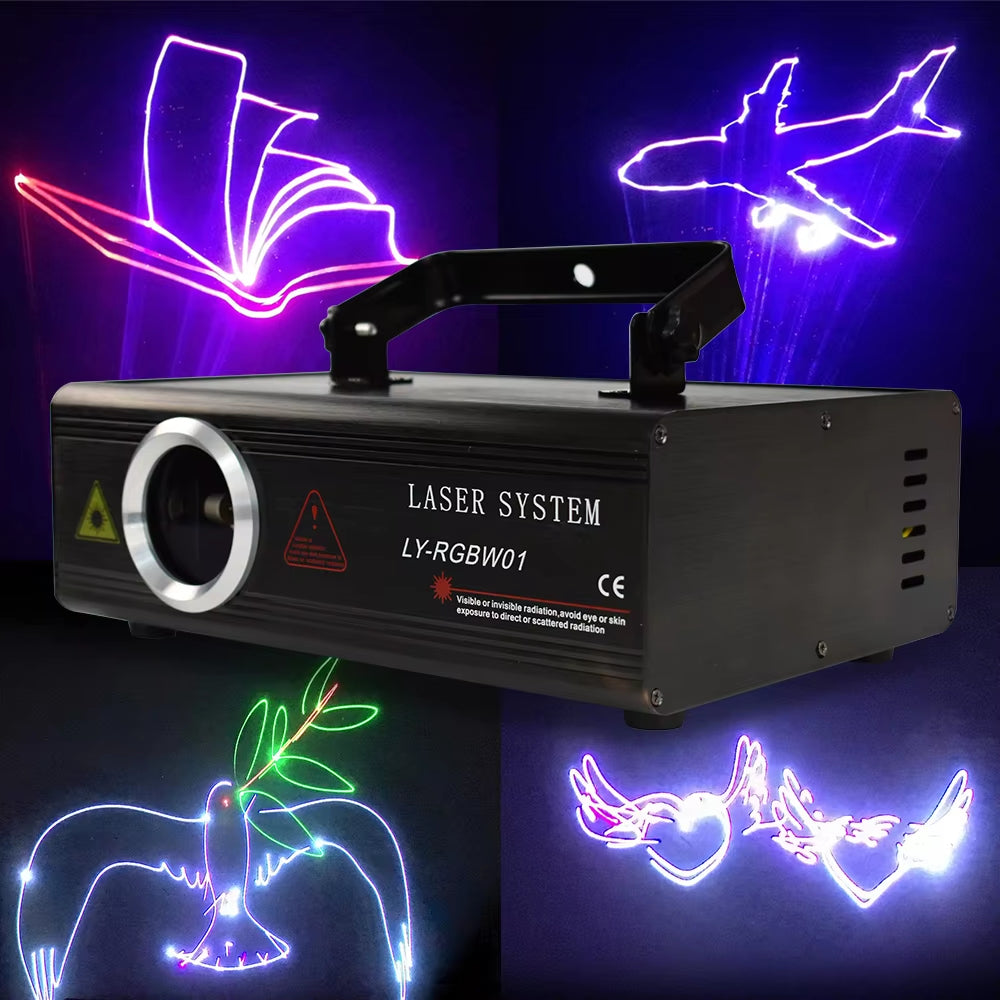 LOYALHEARTDY RGB Animation Laser Projector Light DMX ILDA 13&25 Channels DJ Party Club Stage Show Lighting