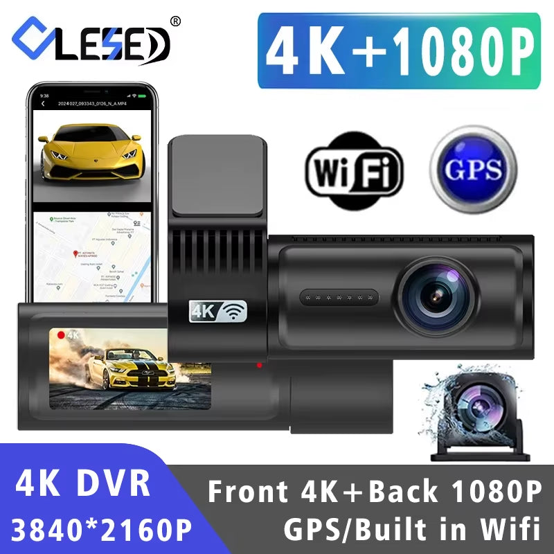 4K 3840*2160P Dash Cam Mini WIFI GPS Car DVR Camera Dual Len Video Drive Recorder Dashcam Registrar Black Box 24 Hour Monitoring