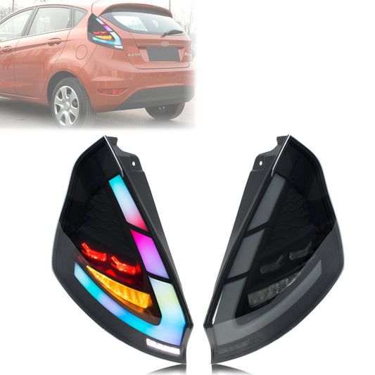 LED RGB Tail Lights for Ford Fiesta 2008-2017 MK7 MK7.5 Dynamic Animation Sequential Turn Signal Rear Lamps