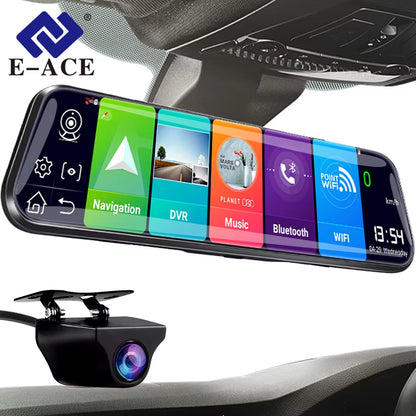 4G Car Dvr 10 Inch Mirror Dash Cam Android 8.1 GPS Navigation Car Camera Auto Recorder ADAS Support 1080P Rear Camera