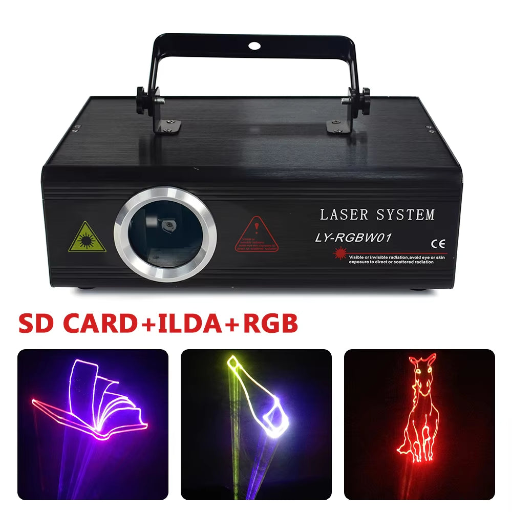 LOYALHEARTDY RGB Animation Laser Projector Light DMX ILDA 13&25 Channels DJ Party Club Stage Show Lighting