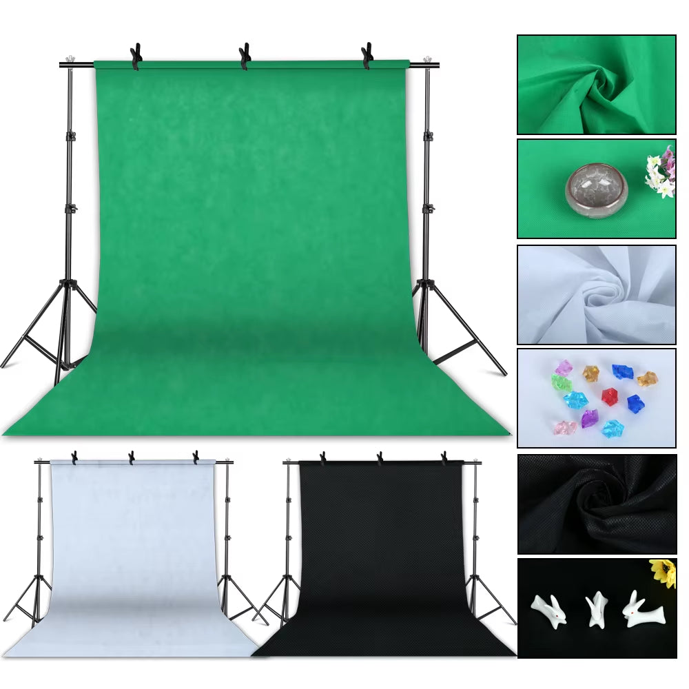 Photography Photo Studio Softbox Lighting Kit with 2.6X3M Background Frame 3Pcs Backdrops Tripod Stand Reflector Board Umbrella