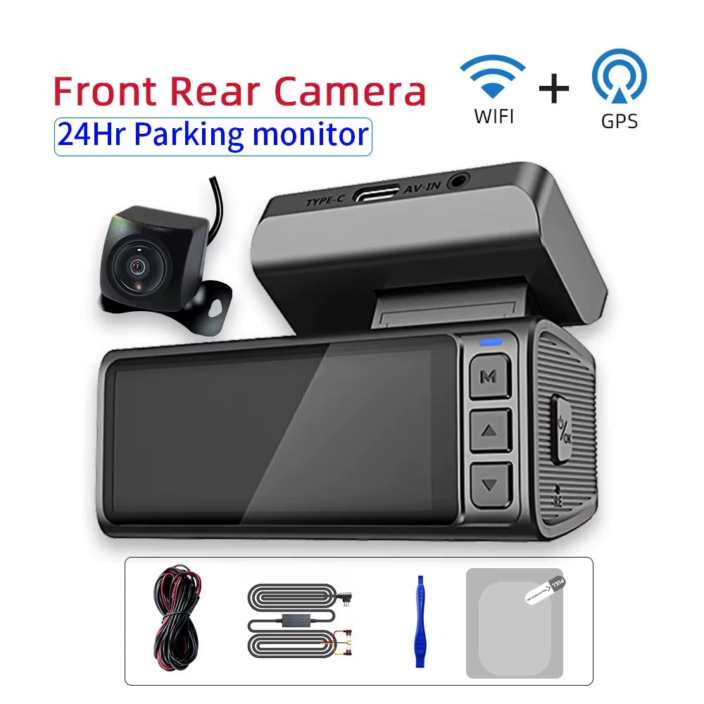 Car Dvr Dash Cam Wifi Ultra Real 4K Dual Lens Dashcam Camera WDR Video Loop Recording Parking Monitor Night Vision G-Sensor