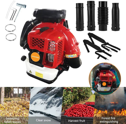 Leaf Blower, Backpack Leaf Blower Gas Powered 2-Stroke Engine 900 CFM 2.3L Tank Leaf Blower 80CC Snow Blower Handheld