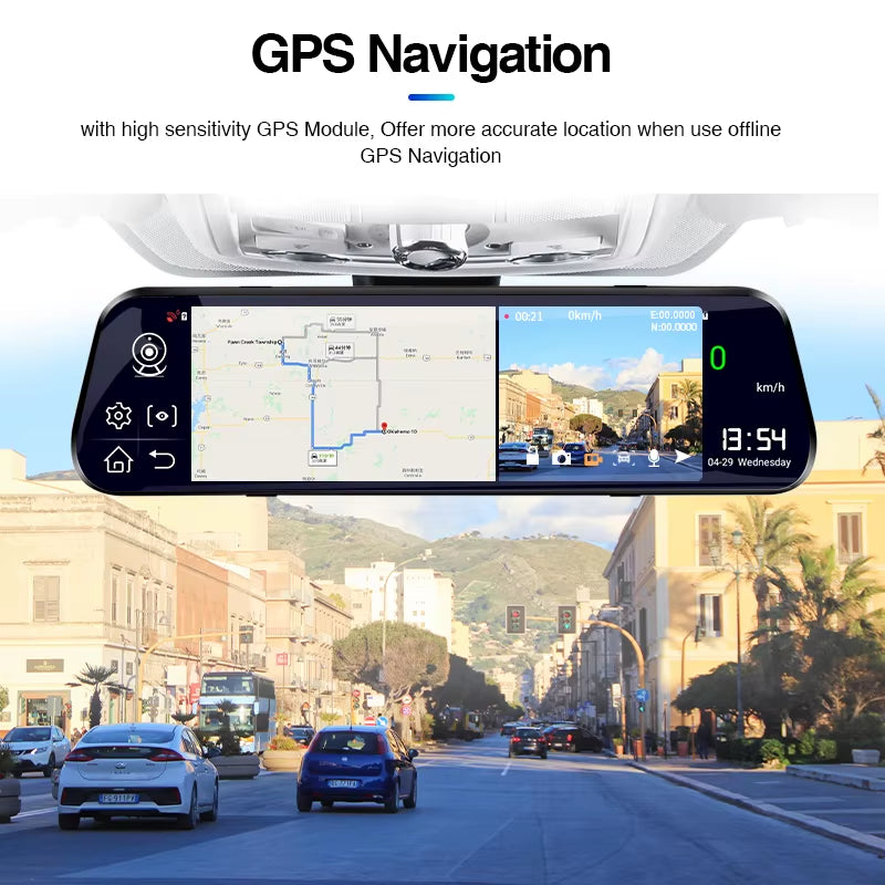 4G Car Dvr 10 Inch Mirror Dash Cam Android 8.1 GPS Navigation Car Camera Auto Recorder ADAS Support 1080P Rear Camera